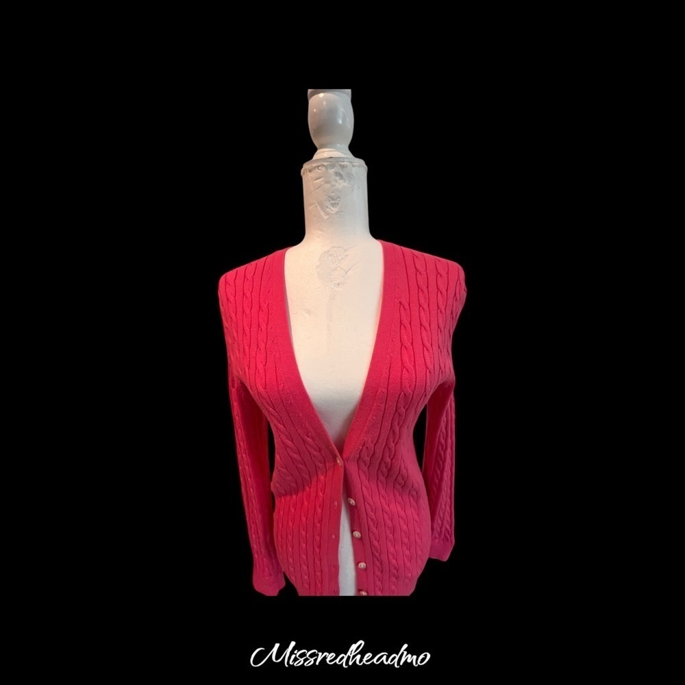 Land’s End Pink Cardigan Sweater - Picture 2 of 5